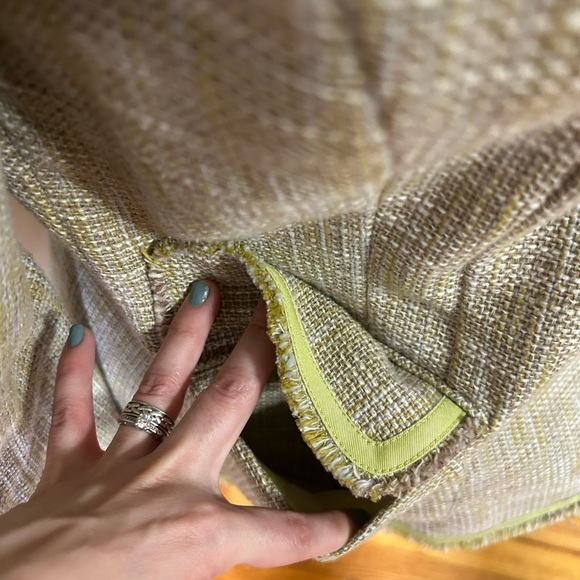 Ann Taylor Womens 10 Tweed Blazer Multi Color Cotton Linen Lined Fringe Buttons - Picture 3 of 12